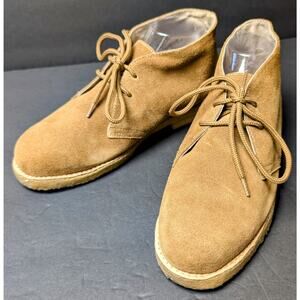 Vtg Easy Times Chukka Boots MENS SIZE 9D Tan Suede Leather Mocs Gum Bottom Soles